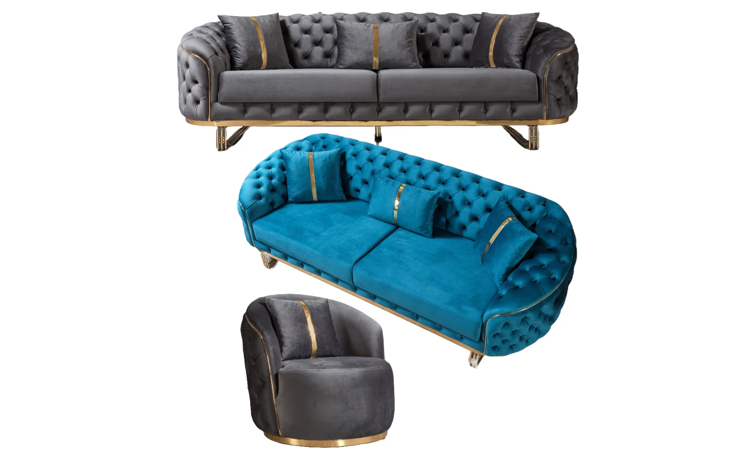 Fiona Sofa Set - Tufted & Quilted Sofa Style 9 Fiona Garnitura - Slika 1