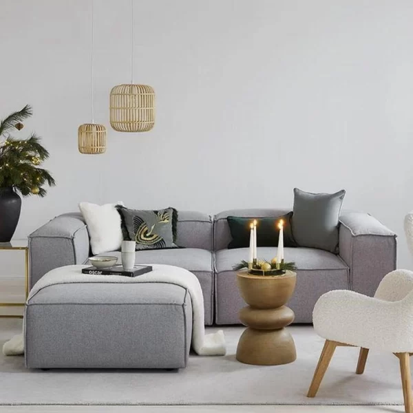 soft 2 modular sofa ottoman gray linen 2