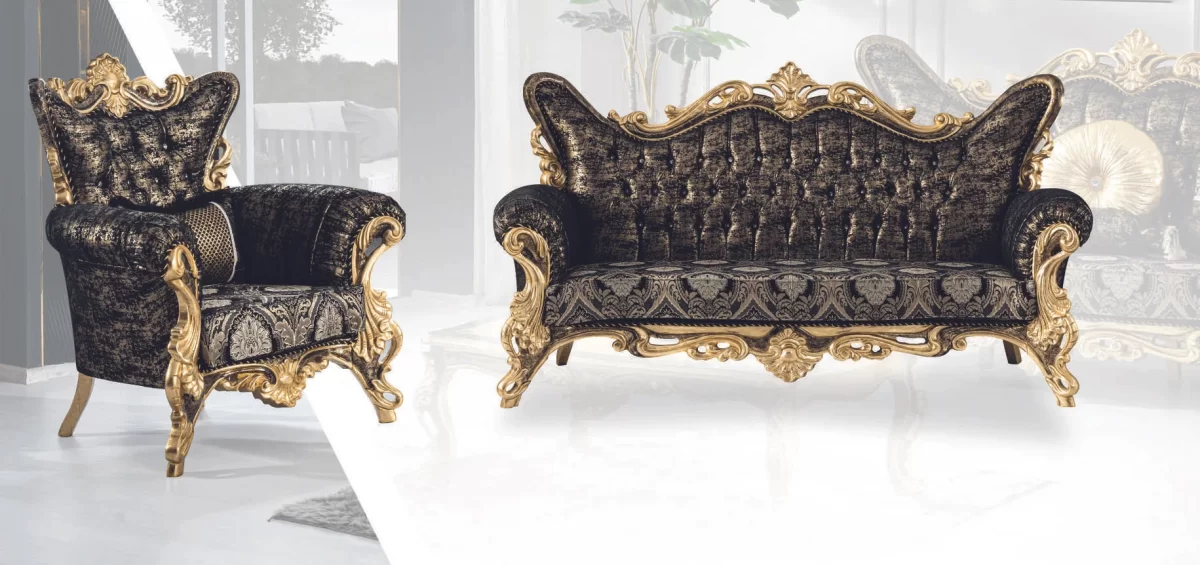 Agah Luxury Classic Sofa Set - Image 9