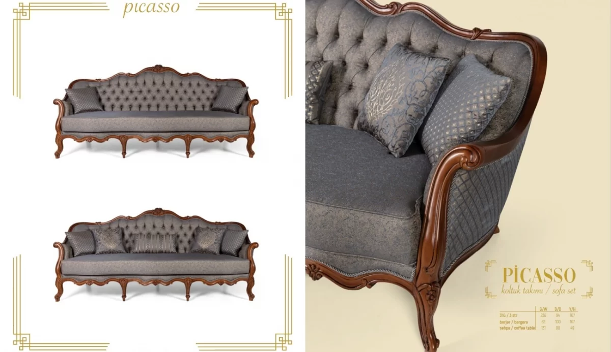 Picasso Luxury Classic Sofa Set - Image 4