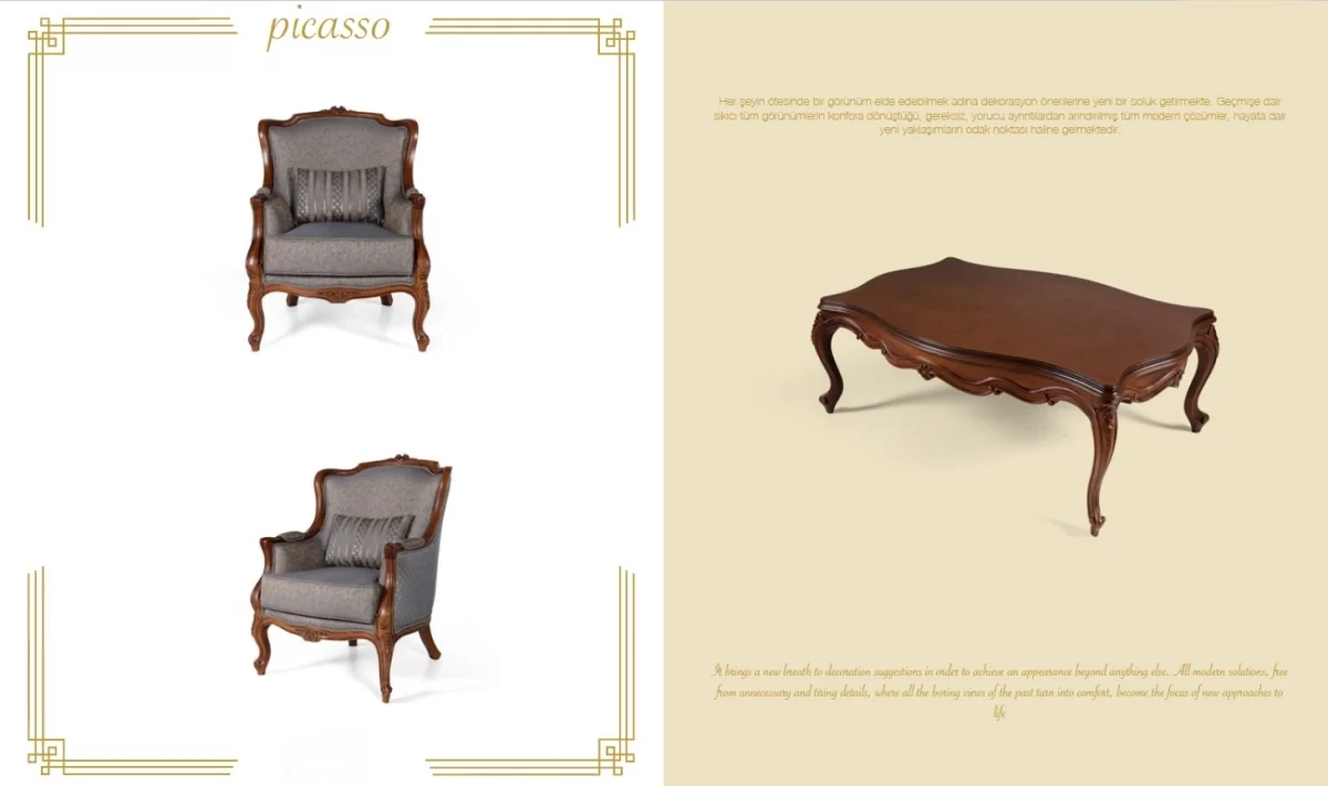 Picasso Luxury Classic Sofa Set - Image 3