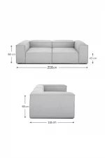 Soft Modular Sofa - 2 Modules and Ottoman - Image 3