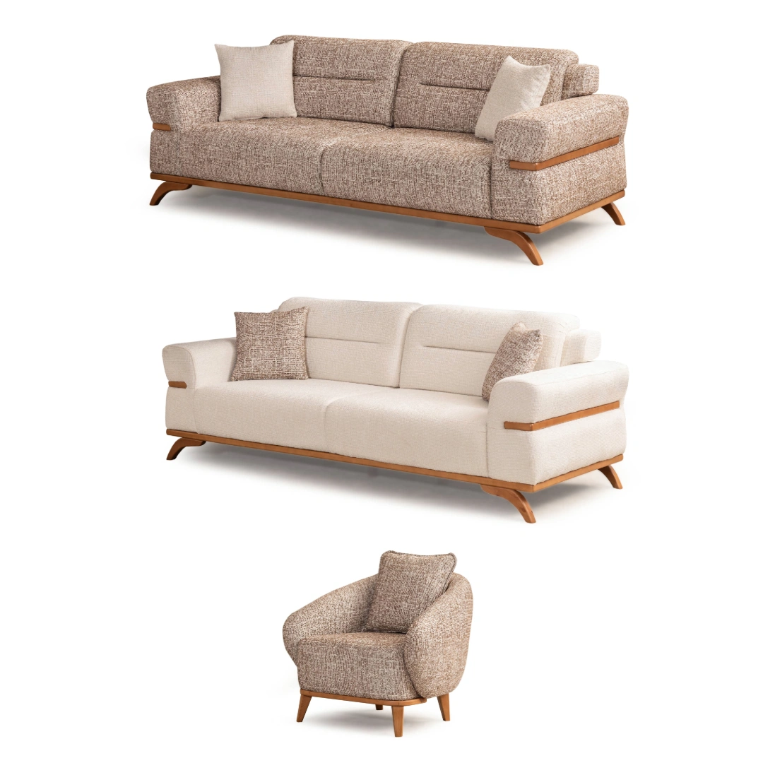 Aero Sofa Set SofaTurkey Modern Textured Comfort Contemporary turkish furniture 6 The Aero Sofa Set adds modern elegance and superior comfort to your living room. Featuring high-density foam and durable upholstery, this set is designed for the European lifestyle.
