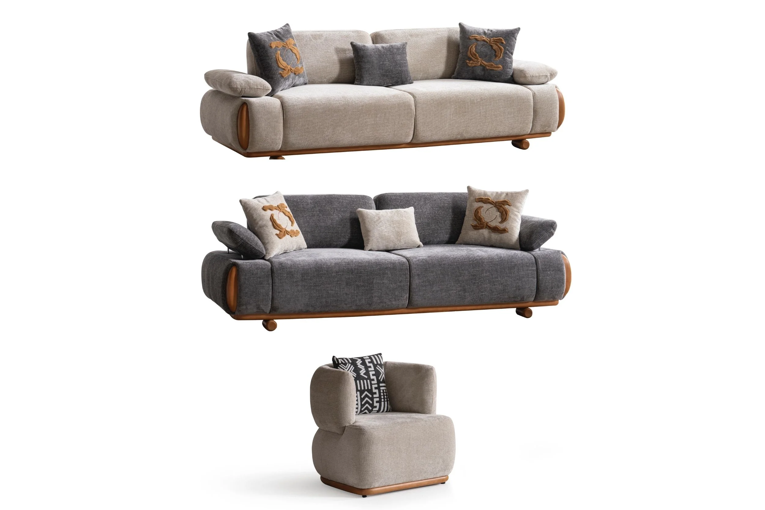 Alesa Sofa Set - SofaTurkey - Wooden Leg Modern Sofa Set Alesa Sofa Set - Image 1