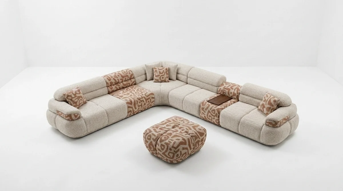 The meeting point of natural tones and unparalleled comfort. Bring a bohemian breeze to your living space with the Aloha Corner Sofa.
