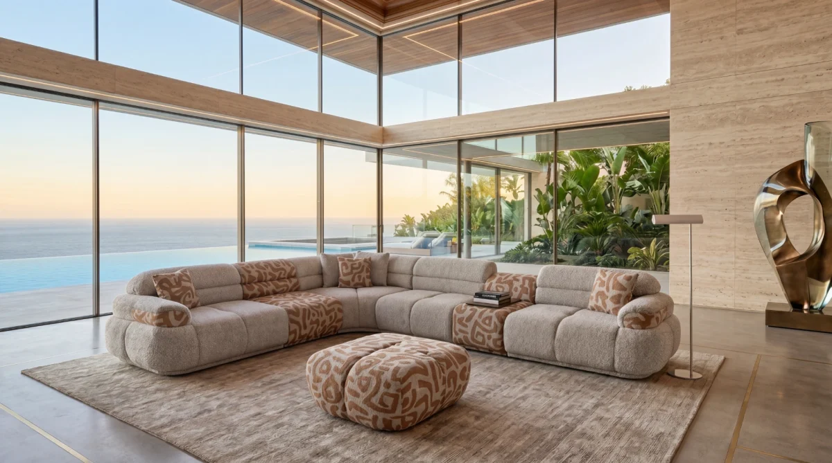 The meeting point of natural tones and unparalleled comfort. Bring a bohemian breeze to your living space with the Aloha Corner Sofa.