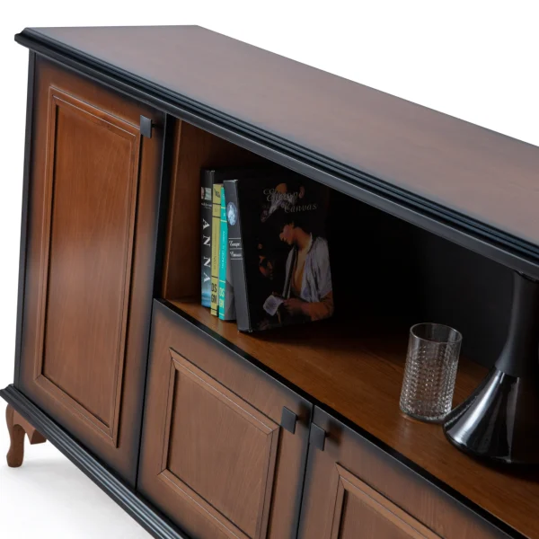 The Beatrice Office Console is the perfect blend of classic elegance and professional functionality. It's a spacious, multi-compartment unit designed to project authority and keep your workspace organized.