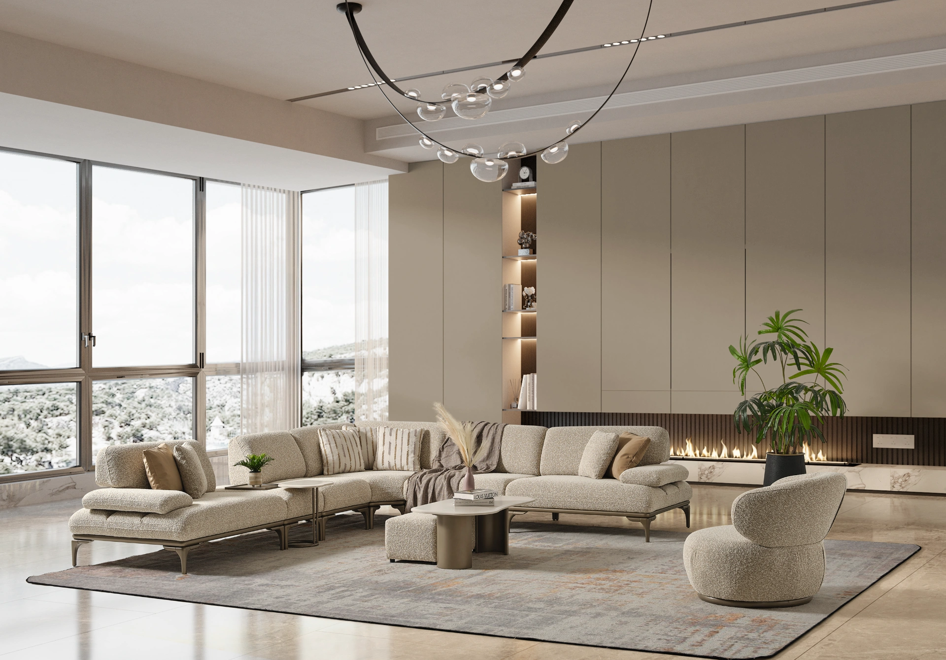 Bolis Corner Sofa Set SofaTurkey modular design turkish furniture luxury couch Turkish Design Modern Living 1 The Bolis Corner Sofa Set redefines the modern living space. With its unique texture and fabric, it offers a sophisticated modular solution for contemporary European homes.