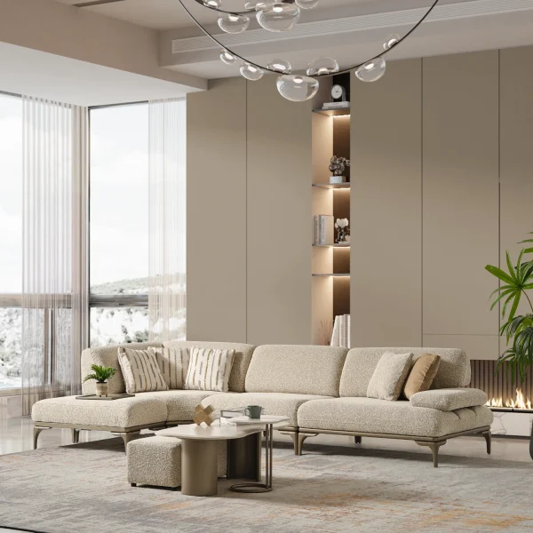 The Bolis Corner Sofa redefines the modern living space. With its unique texture and fabric, it offers a sophisticated modular solution for contemporary European homes.