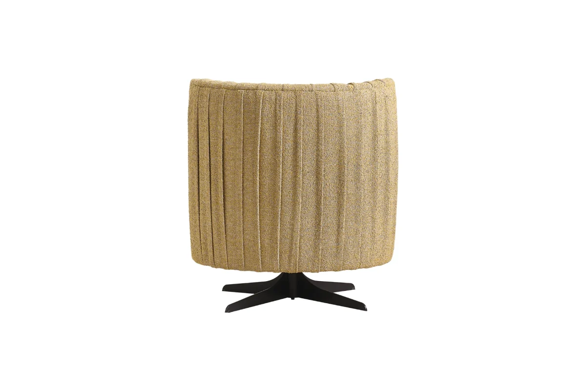 Elevate your interior with the Cloud Armchair. It stands out with its unique vertical stitching on the backrest, vibrant mustard yellow texture, and smooth base for superior functional luxury.
