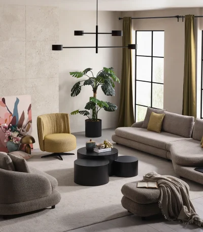 Transform your living space with the Cloud Sofa Set. It features organic shapes, stylish upholstery, and a modular design that adapts to your lifestyle and comfort needs.