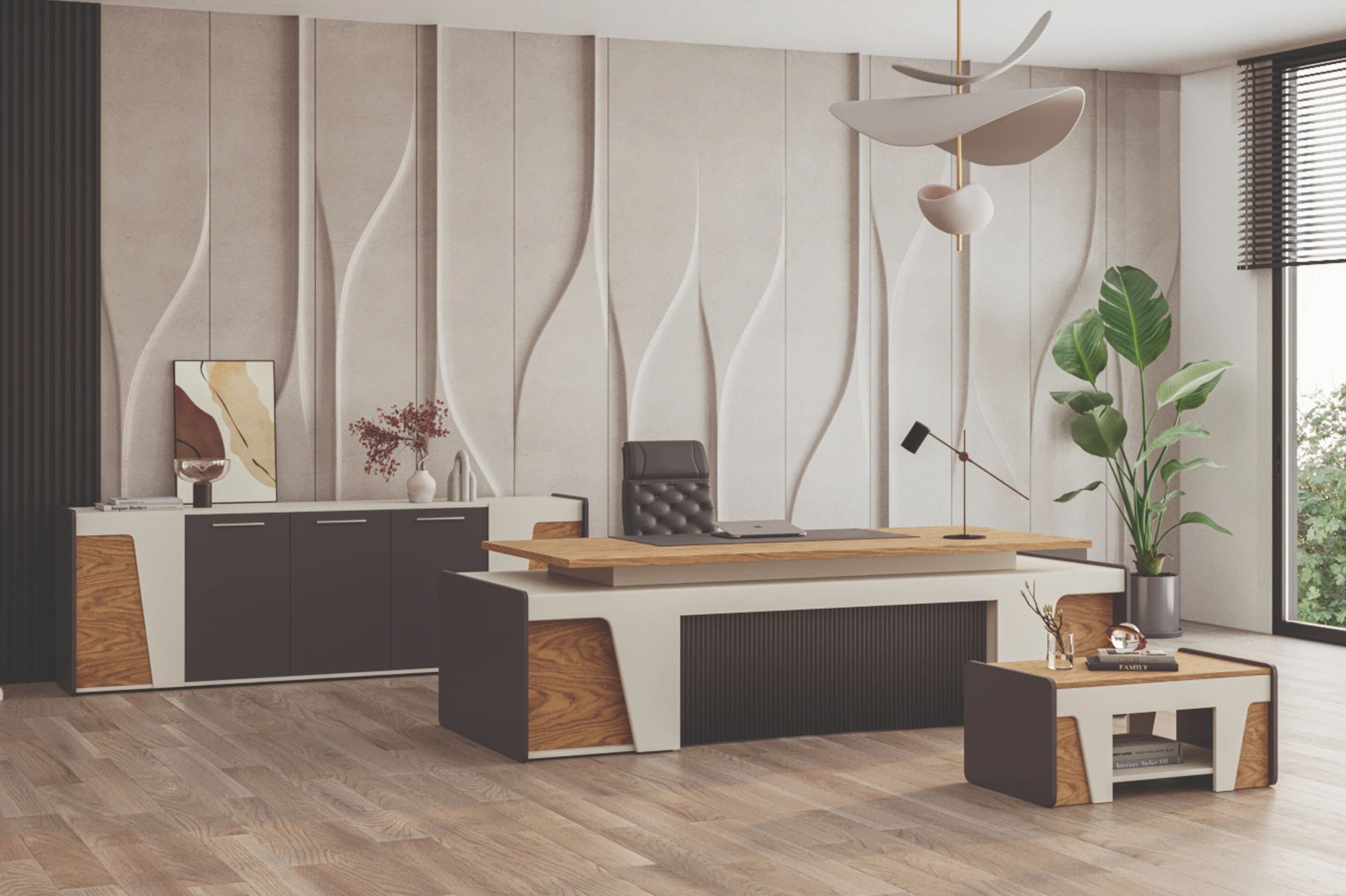 Crown Executive Desk SofaTurkey Modern Luxury Office Furniture 1 Crown Table Set - Image 1