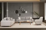 The Elina Sofa Set redefines contemporary lifestyle with its unique textured upholstery and minimalist silhouette. It's designed for those who value both aesthetic elegance and everyday durability.