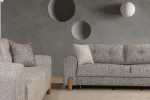 The Elina Sofa Set redefines contemporary lifestyle with its unique textured upholstery and minimalist silhouette. It's designed for those who value both aesthetic elegance and everyday durability.