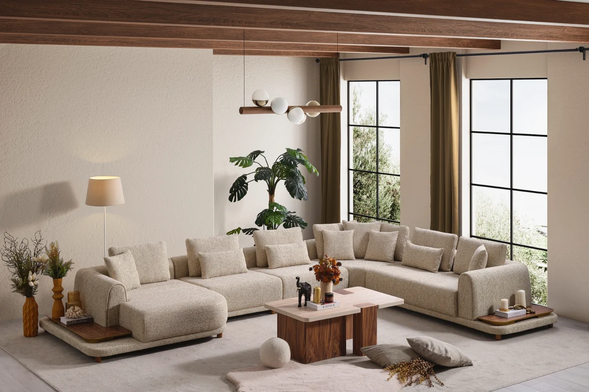 The Elysian Modular Corner Sofa redefines the seating experience with its cloud-soft comfort and stylish fabric upholstery. A versatile masterpiece designed for modern European living spaces.