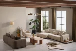 The Elysian Modular Corner Sofa redefines the seating experience with its cloud-soft comfort and stylish fabric upholstery. A versatile masterpiece designed for modern European living spaces.