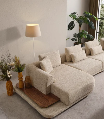 The Elysian Corner Sofa redefines seating with its cloud-like comfort, stylish upholstery, and integrated side tables. A versatile masterpiece for the modern European lifestyle.