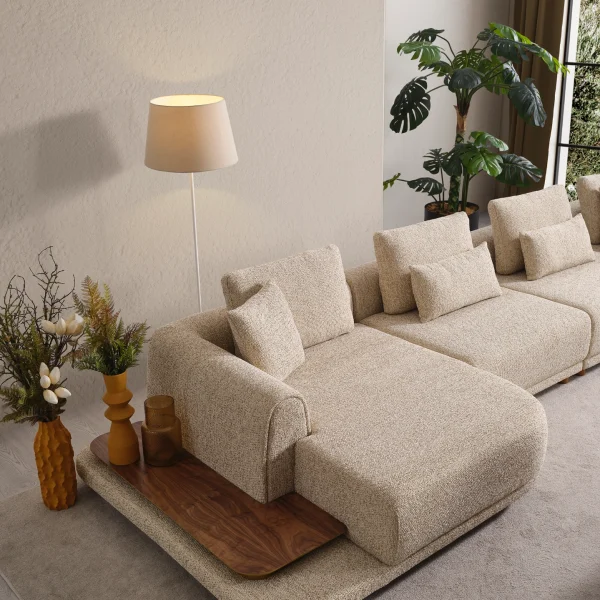 The Elysian Corner Sofa redefines seating with its cloud-like comfort, stylish upholstery, and integrated side tables. A versatile masterpiece for the modern European lifestyle.