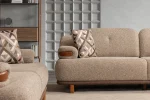 The Estelle Sofa Set combines the fashionable warmth of fabric with timeless elegance. It's the perfect centerpiece for a sophisticated European living room.