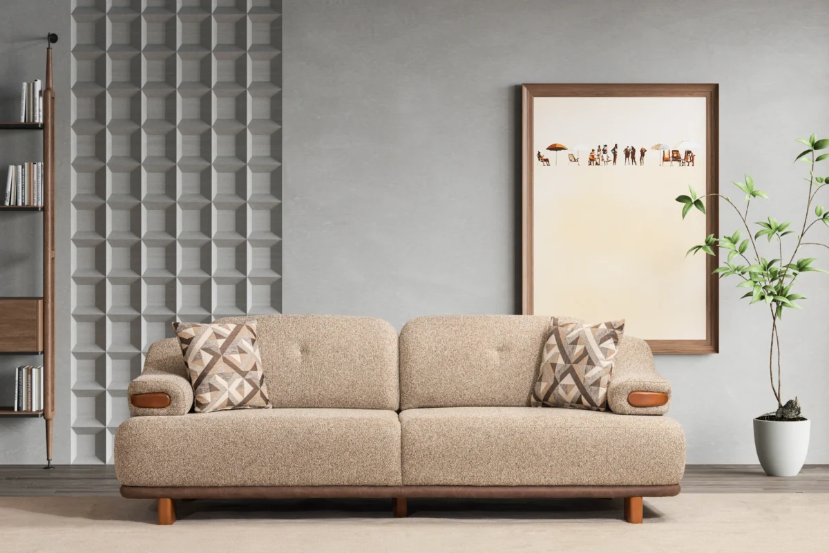 The Estelle Sofa Set combines the fashionable warmth of fabric with timeless elegance. It's the perfect centerpiece for a sophisticated European living room.