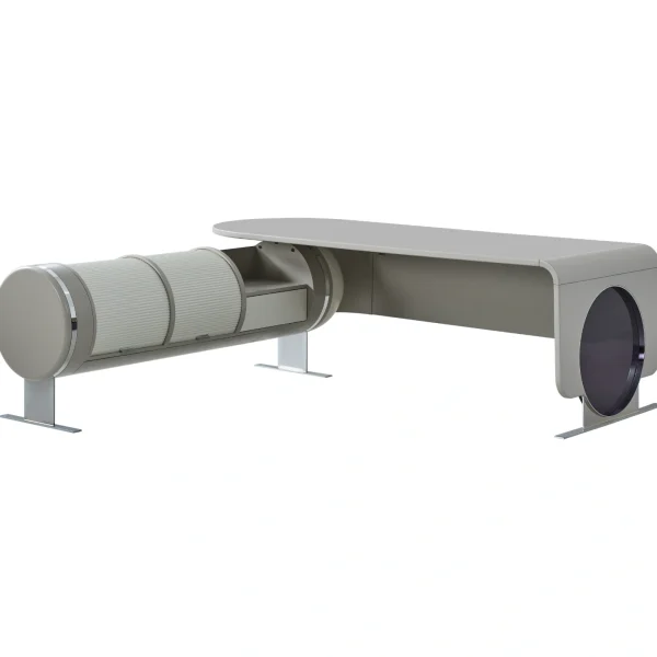 The Freya Office Desk is an architectural masterpiece for your office. With its bold L-shaped silhouette and space-age storage solutions, it redefines executive authority.