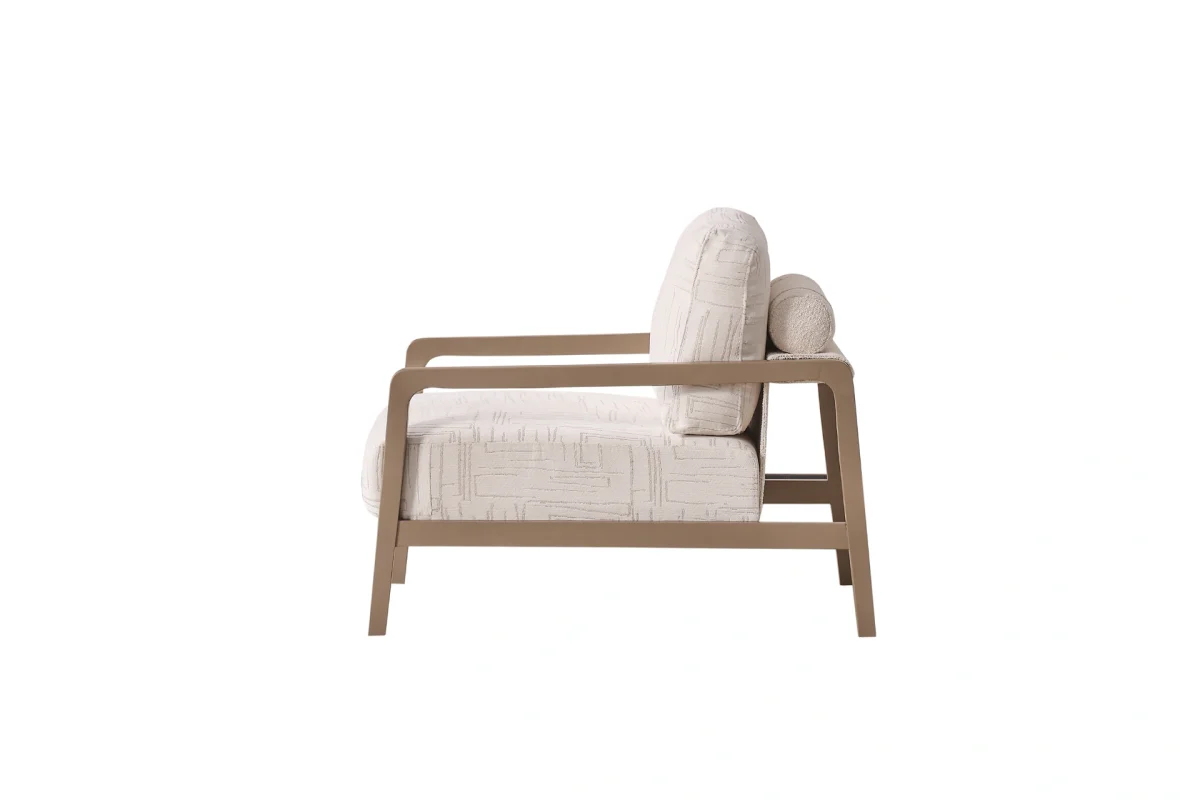 The Inara Armchair is a sculptural masterpiece with its bold frame and premium upholstery. A perfect statement piece on its own or as a complement to the Inara set.