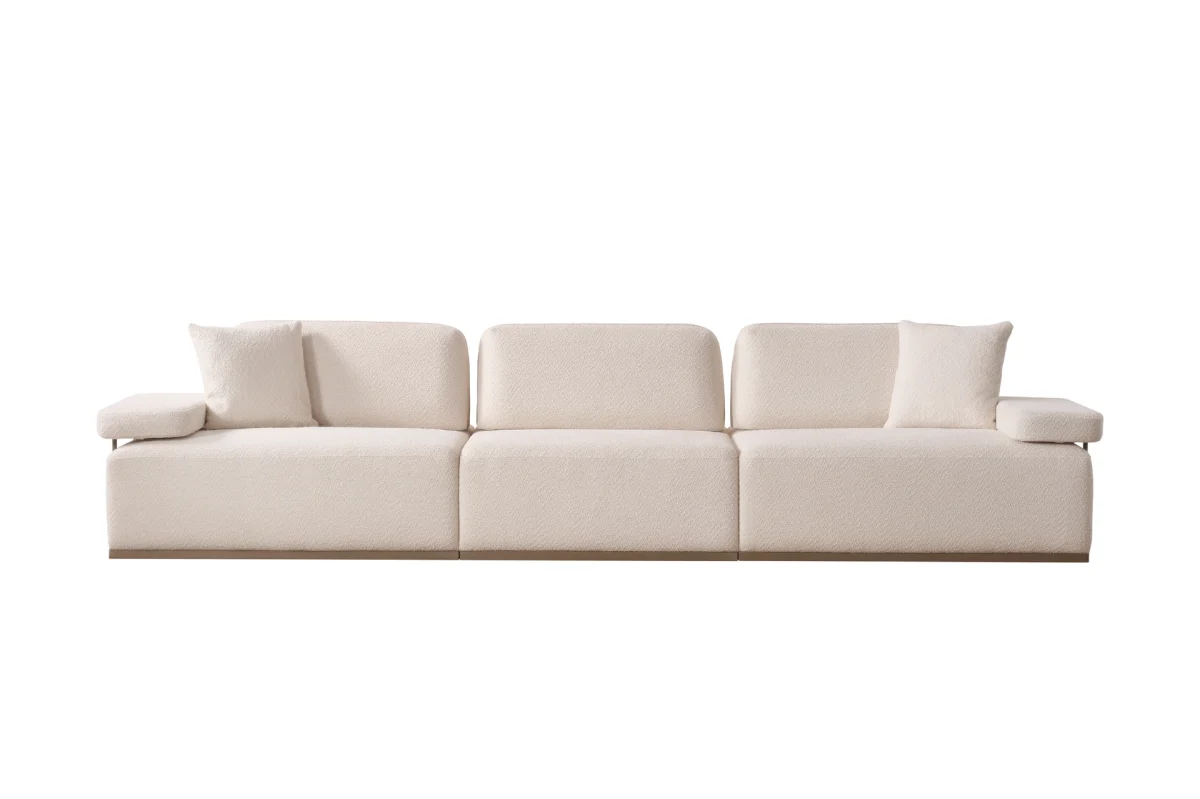 The Inara Corner Sofa adds a sophisticated touch to your living space with its timeless fabric and minimalist design. Its modular structure allows it to perfectly fit into any room.