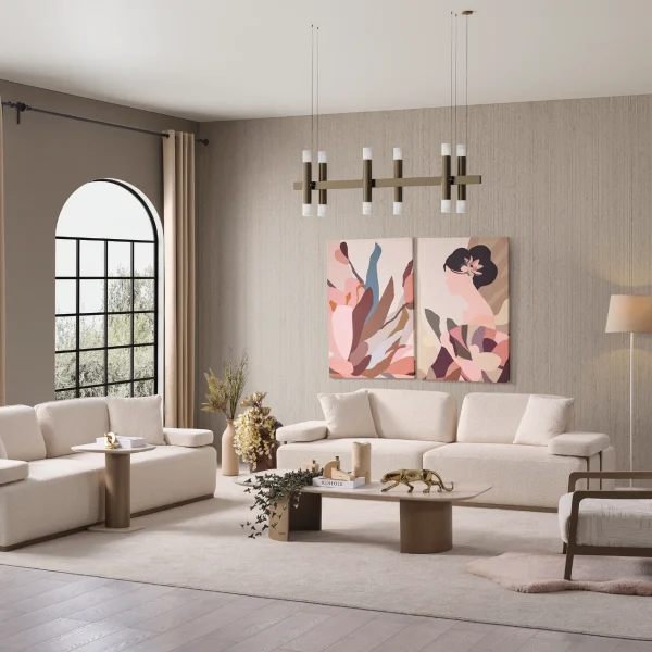 The Inara Corner Sofa Set adds a sophisticated touch to your living space with its timeless fabric and minimalist design. Its modular structure allows it to perfectly fit into any room.