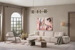 The Inara Corner Sofa Set adds a sophisticated touch to your living space with its timeless fabric and minimalist design. Its modular structure allows it to perfectly fit into any room.