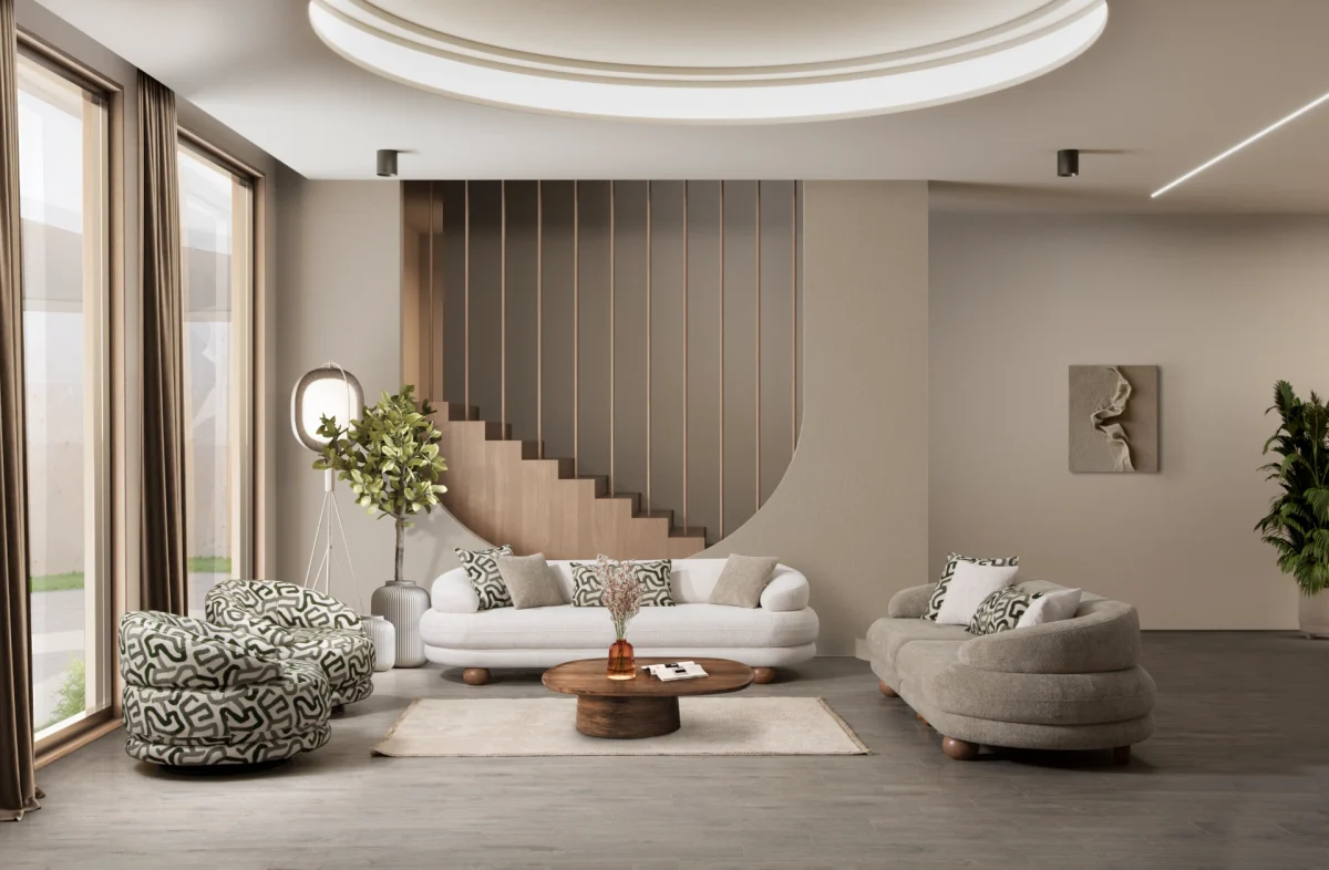 The Lara Sofa Set is more than just a piece of furniture; it's a design statement. Inspired by the fluid shapes of nature, this set eliminates sharp edges, opting instead for organic curves. Upholstered in high-density fabric, this set offers a luxurious experience that appeals to both the touch and the eye.