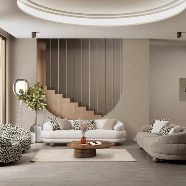 The Lara Sofa Set is more than just a piece of furniture; it's a design statement. Inspired by the fluid shapes of nature, this set eliminates sharp edges, opting instead for organic curves. Upholstered in high-density fabric, this set offers a luxurious experience that appeals to both the touch and the eye.