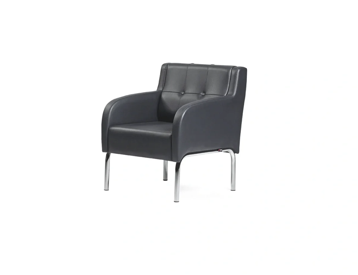 A compact force of elegance. The Logic Office Armchair, with its upholstery and legs, offers a high-level executive feel, making it the perfect choice for modern office rooms and reception areas.