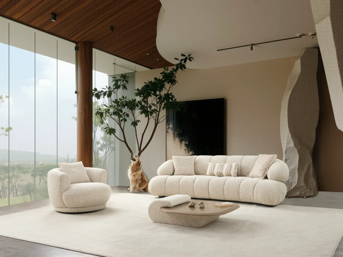 The Loris Corner Sofa Set redefines the modern living space. With its unique texture and fabric, it offers a sophisticated modular solution for contemporary European homes.