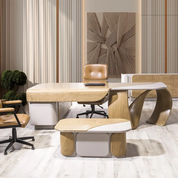 The Lumina Office Set redefines the professional workspace with its signature design. A perfect blend of futuristic design for modern leaders.