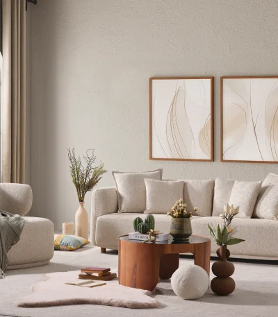 Experience the pinnacle of modern comfort with the Lyra Sofa Set. With its organic curves and highly durable fabric, it's designed for stylish European homes.