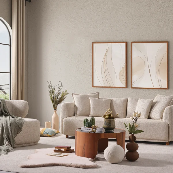 Experience the pinnacle of modern comfort with the Lyra Sofa Set. With its organic curves and highly durable fabric, it's designed for stylish European homes.