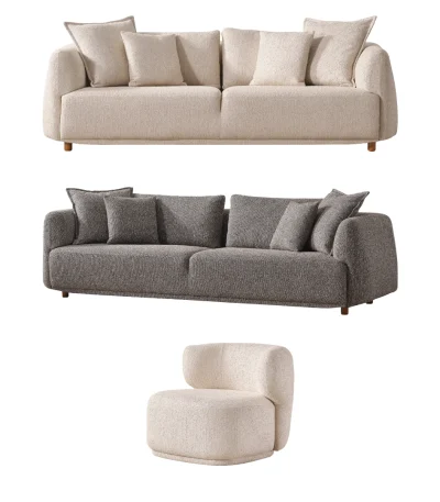 Experience the pinnacle of modern comfort with the Lyra Sofa Set. With its organic curves and highly durable fabric, it's designed for stylish European homes.