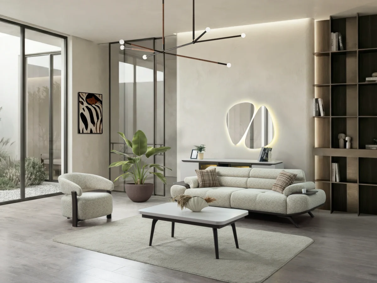 Experience the perfect blend of luxury and functionality with the Meira Sofa Set. Its elegant fabric is designed for the ultimate modern lifestyle.