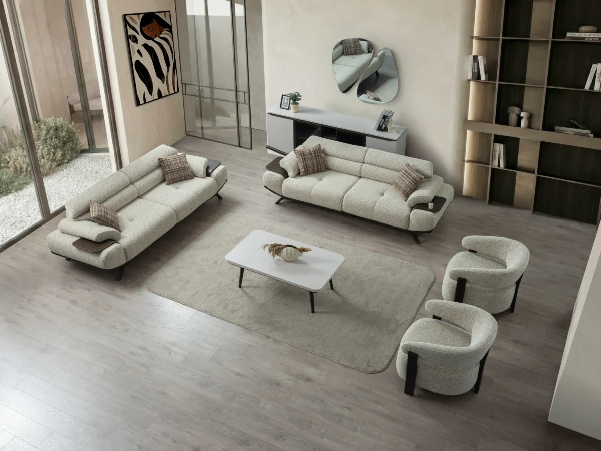 Experience the perfect blend of luxury and functionality with the Meira Sofa Set. Its elegant fabric is designed for the ultimate modern lifestyle.