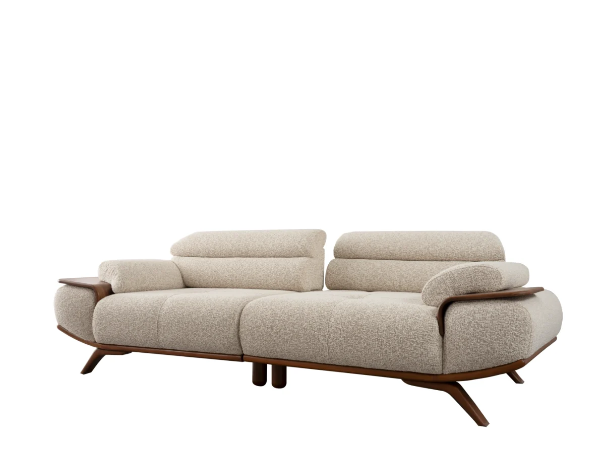 The Maya Sofa combines organic curves with functional luxury. With its fashionable texture and integrated side trays, it's the ultimate statement piece for modern European homes.