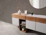 The Milan Modern TV Console Unit is designed for those who appreciate the beauty of contemporary minimalism. Reflecting the organic curves and refined materials found in the Milan collection, this piece serves as the perfect focal point for your living room.