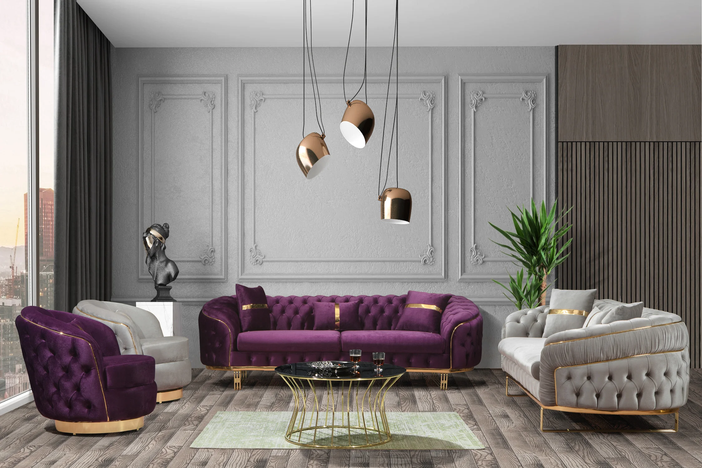 Mileny Sofa Set 3-3-1-1 Luxury Design Mileny Sofa - Image 1