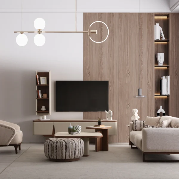 Elevate your living space with the Noa Sofa Set, a masterpiece of contemporary furniture design that balances bold aesthetics with cloud-like comfort.