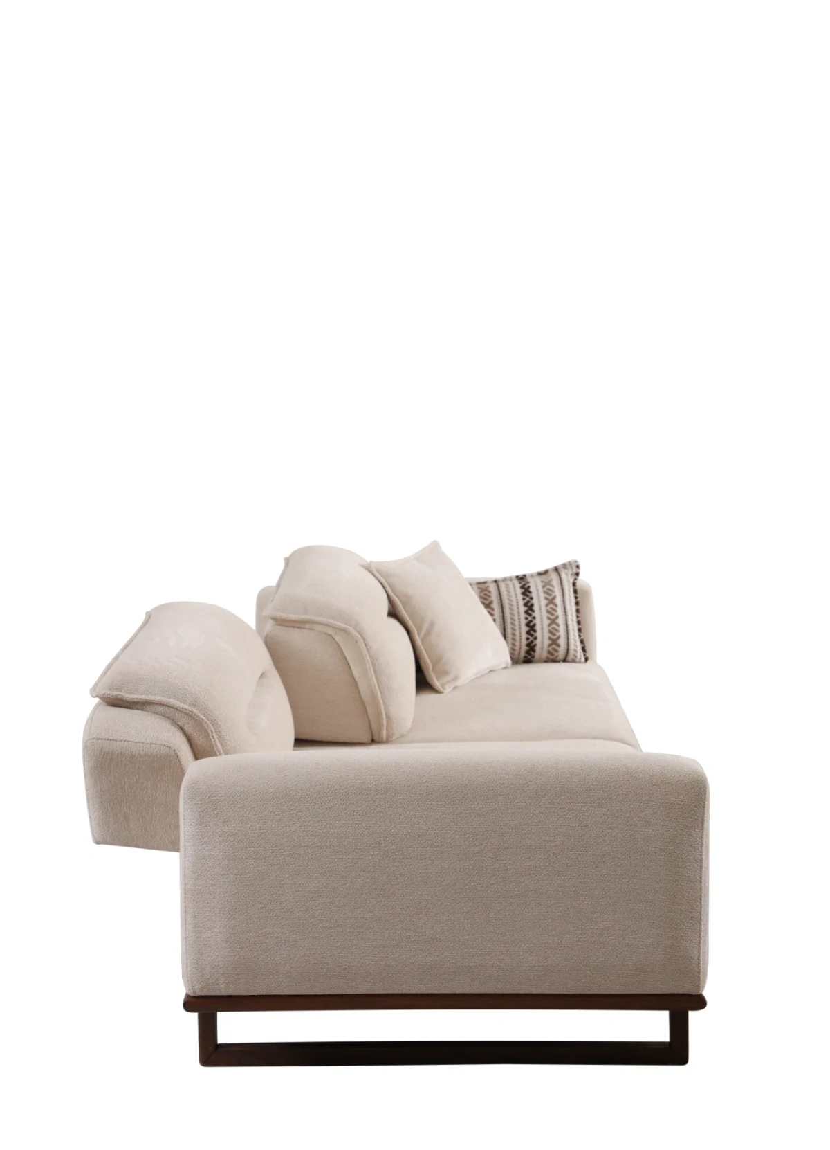 The Noa Sofa is a masterpiece of contemporary Turkish craftsmanship, designed exclusively for distinguished European homes. Its fluid, organic silhouette is upholstered in high-quality fabric that invites you to relax. This sofa is more than just a piece of furniture; it's a style statement that adds an airy, modern feel to any living space.