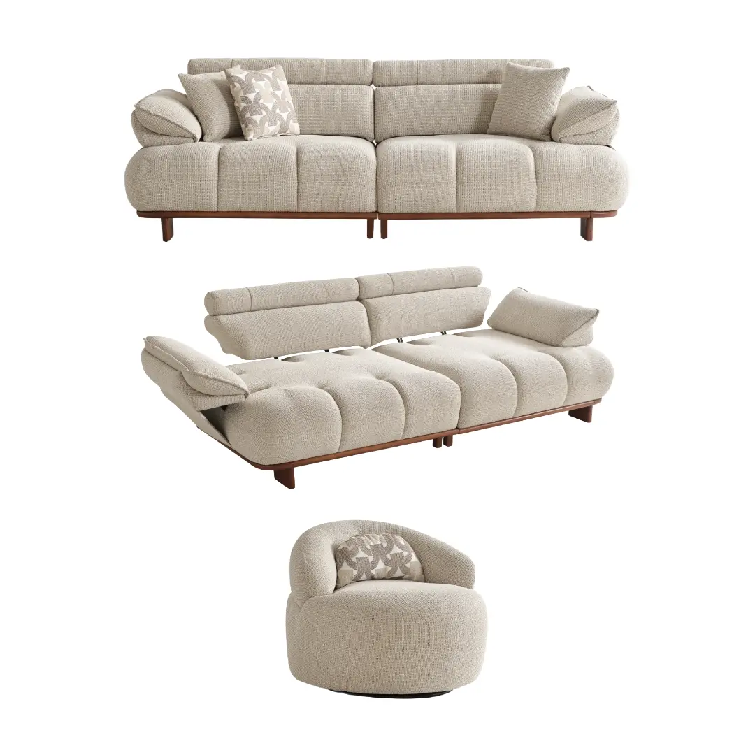 Nola Sofa Set SofaTurkey luxury living room turkish furniture sofaturkey exclusive comfort seating designer sofas Experience comfort with the Nola Sofa Set. Its elegant fabric and curved silhouette offer a perfect blend of modern aesthetics and comfortable living.
