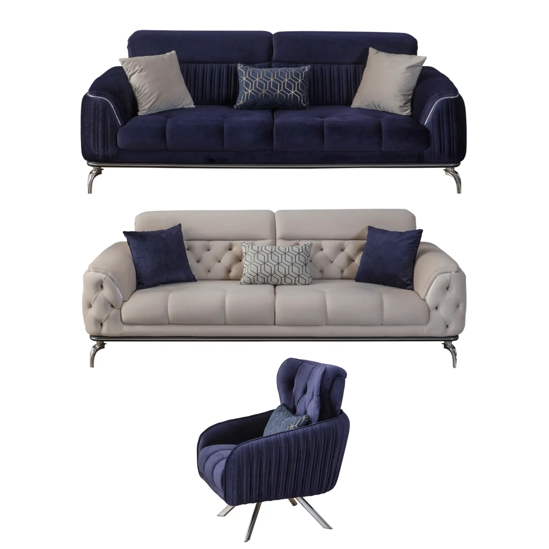 Sapphira Sofa Set - Metal Leg Turkish Sofa 2 Sapphira Sofa Set - Image 1