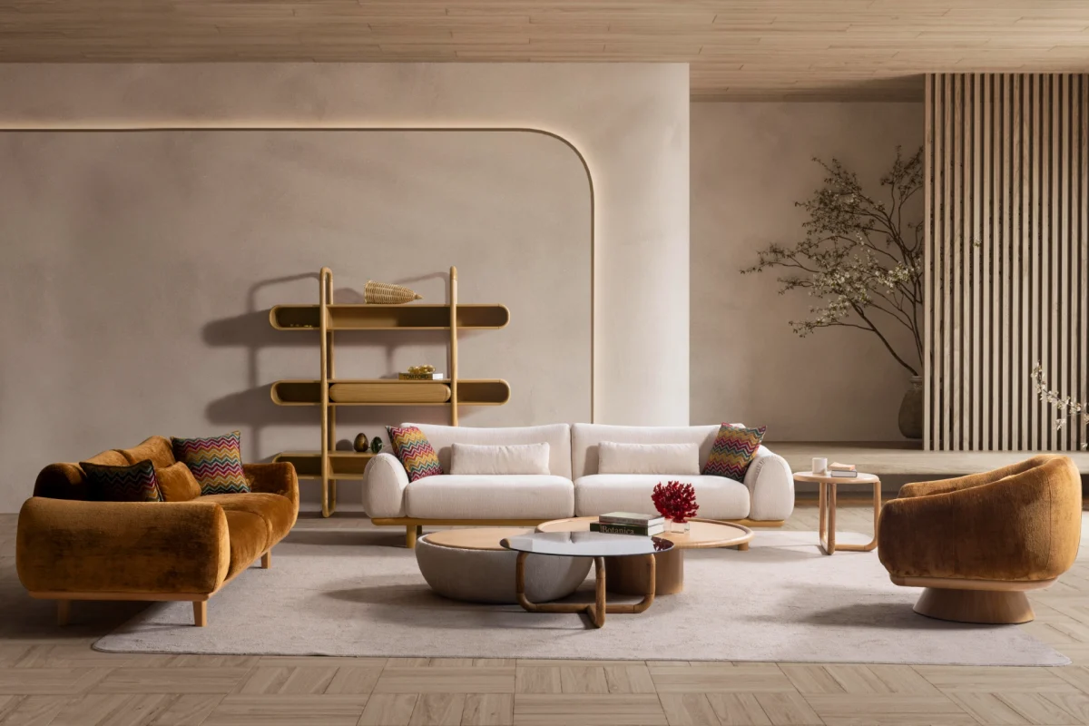 The Thalia Sofa Set redefines modern elegance with its fluid, organic silhouette and tactile fabric. A masterpiece of comfort designed for sophisticated homes.