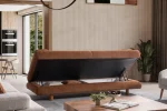 Modern living room featuring the Troyas sofa set in a warm terracotta hue, showcasing soft curves and a textured finish for a cozy, contemporary aesthetic – SofaTurkey.