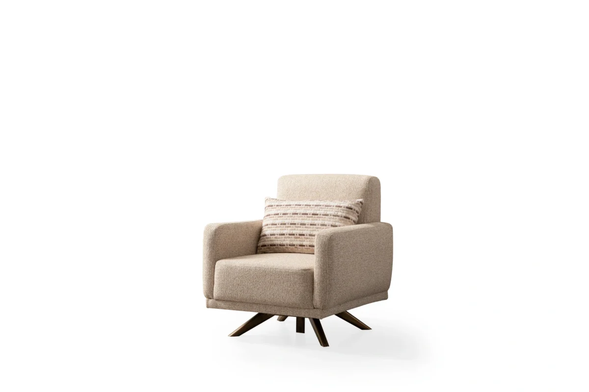 The Vento Armchair is designed to be the perfect relaxation corner in your home. Combining architectural precision with inviting softness, this armchair features a unique base that offers both functionality and superior aesthetics. The textured, premium upholstery has been carefully selected to provide a warm and tactile experience while maintaining the durability needed for daily use.