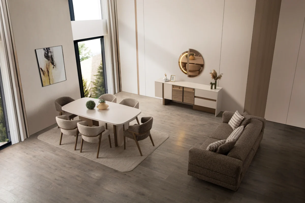 Experience the perfect blend of minimalist aesthetics and superior comfort. The Vento Sofa Set is designed for stylish European homes and is crafted from highly durable, premium textured fabric.